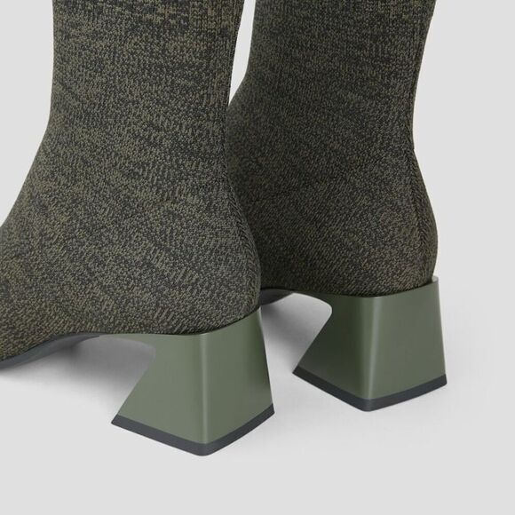 Vivaia Women’s Regina Peo Dark Olive Square-Toe Water-Repellent Heeled Boots - Picture 5 of 15